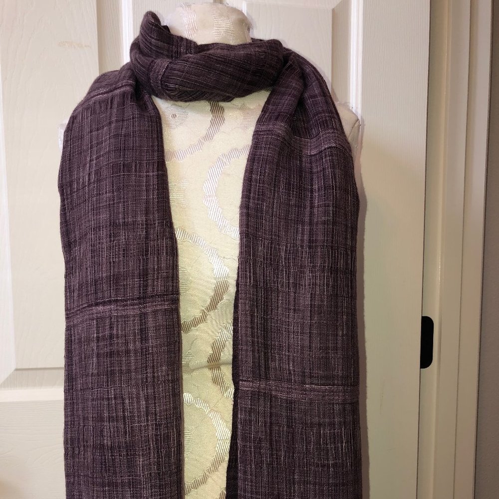 ESKANDAR purple cashmere scarf lightweight fringe